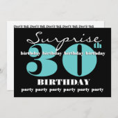 30e SURPRISE Invitation de fête d'anniversaire Aqu (Devant / Derrière)