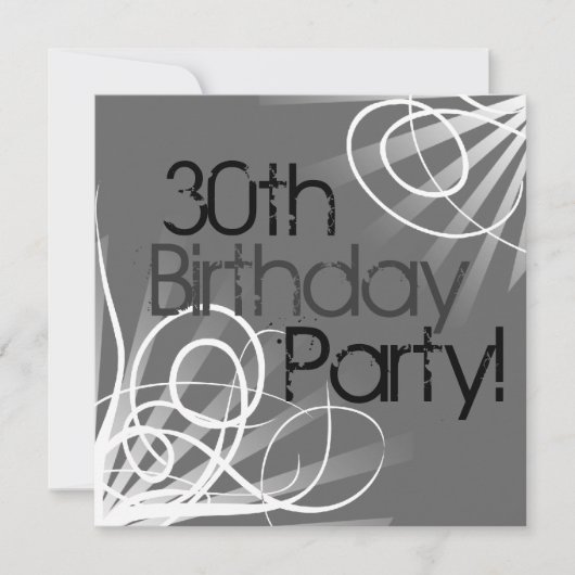 30e Swirl Invitations personnalisées avant et arri (Devant)