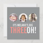30e THREEOH gris et rose ! photo invitation d'anni (Devant)