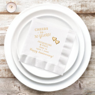 30e trouwdag Cheers Two Hearts Folie Servetten
