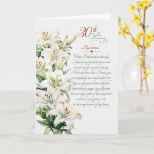 30e trouwdag Romantische witte lelies Kaart