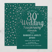 30e trouwdag - Smaragdgroen en zilver Kaart (Voorkant / Achterkant)