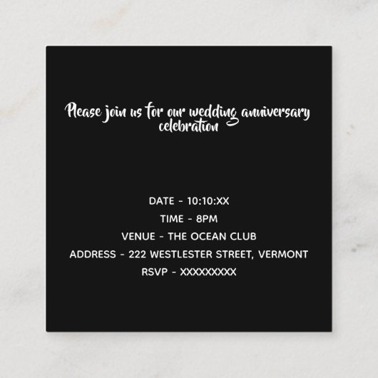 30e trouwdag zwart-wit romantisch informatiekaartje (Achterkant)