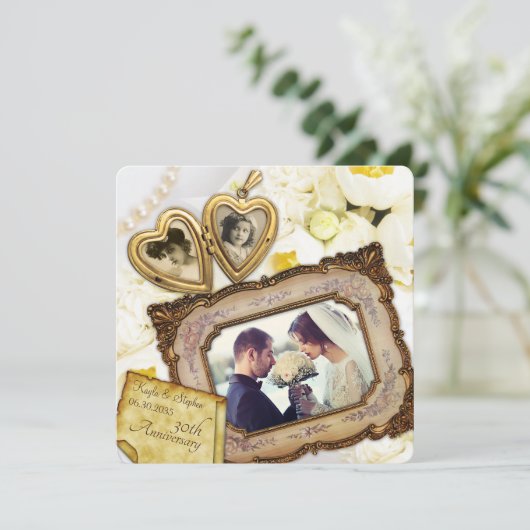 30e trouwjubileum Gouden Hart Hanger Frame Kaart (Staand voorkant)