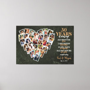 30e trouwjubileum hart fotocollage canvas afdruk