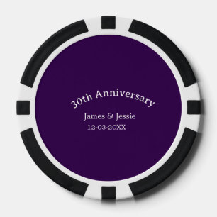 30e trouwjubileum naam datum paars eenvoudig poker chips