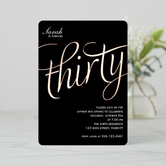 30e uitnodiging tot Folie van de verjaardag (Staand Voorkant)