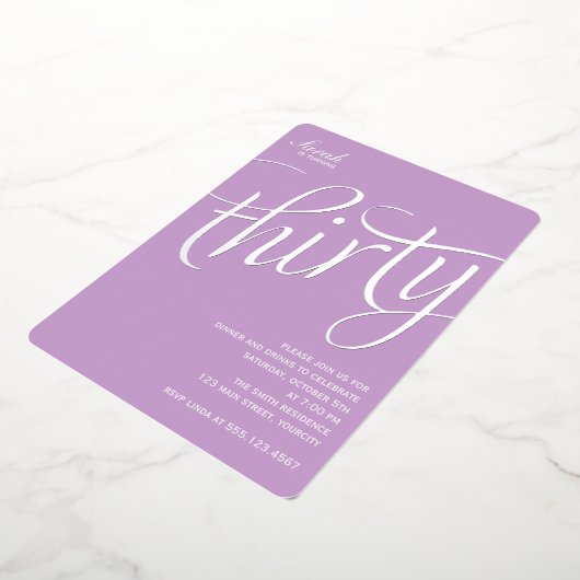 30e uitnodiging tot Folie van de verjaardag (Gedraaid)