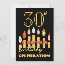 30e URPRISE Birthday Party Gold Candles Invite Kaart