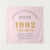 30e Verjaardag 1992 Elegante Roze Goud Chic Wandkleed (Voorkant)