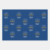 30e verjaardag 1993 Blue Gold Chic Elegant Inpakpapier Vel (Voorkant 3)