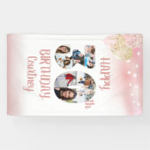 30e Verjaardag 8 Fotocollage Nummers Roos Goud Spandoek (Horizontaal)