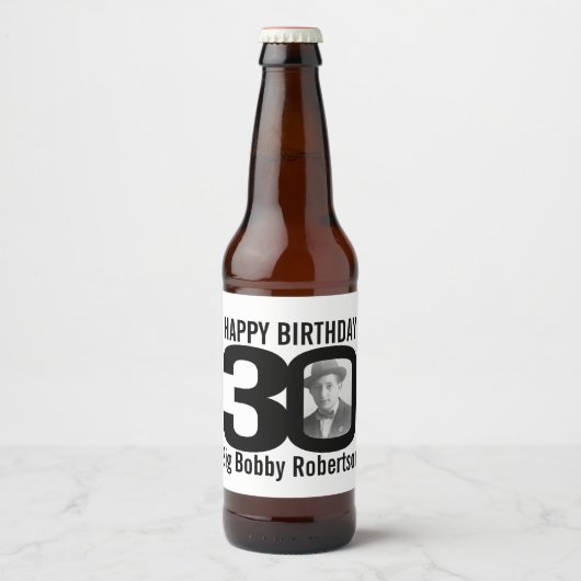 30e verjaardag aangepaste foto naam label bier etiket (Voorkant)