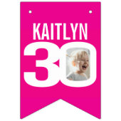 30e verjaardag aangepaste foto roze wit vlaggetjes (Eerste vlag)