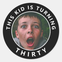 30e verjaardag Aangepaste foto-stickers Ronde Sticker
