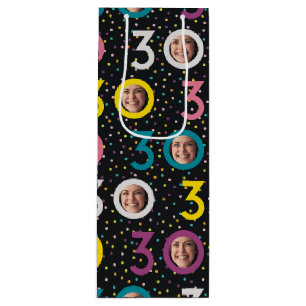 30e verjaardag Aanpassen Foto Wijn Gift Bag Cadeautas