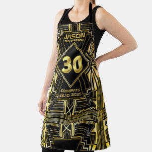 30e verjaardag Art Deco Gold Black Great Gatsby Schort