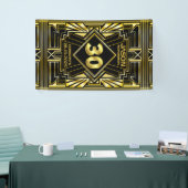 30e verjaardag Art Deco Gold Black Great Gatsby Spandoek (Beurs)