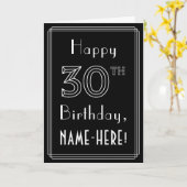 30e verjaardag: Art Deco Style # 30 en aangepaste  Kaart (Gele Bloem)