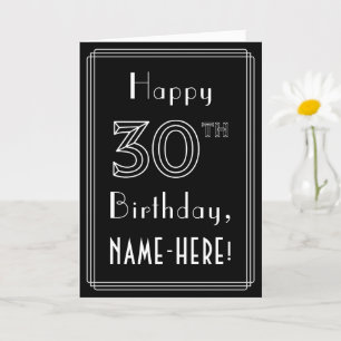 30e verjaardag: Art Deco Style # 30 en aangepaste Kaart