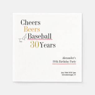 30e verjaardag Baseball Cheers Beers Minimal Servet