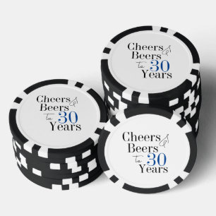 30e verjaardag bieren en juichen blauw poker chips