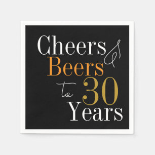 30e Verjaardag Biertjes en Cheers Black Gold Feest Servet