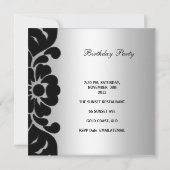 30e verjaardag Black White Silver Floral Kaart (Achterkant)