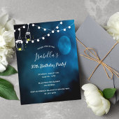 30e verjaardag blauw-maanlicht op feestdag uitnodiging briefkaart