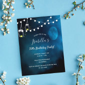 30e verjaardag blauw-maanlicht op feestdag uitnodiging briefkaart