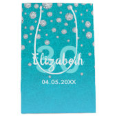 30e verjaardag blauwgroen blauwe groene glitter na medium cadeauzakje (Voorkant)