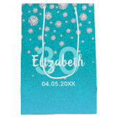 30e verjaardag blauwgroen blauwe groene glitter na medium cadeauzakje (Achterkant)