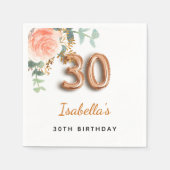 30e verjaardag bloem roos goud eucalyptusmonogram servet (Voorkant)