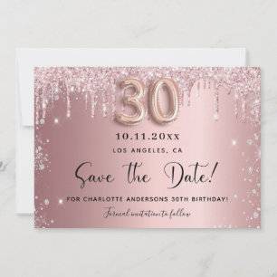 30e verjaardag blush roze zilver save the date