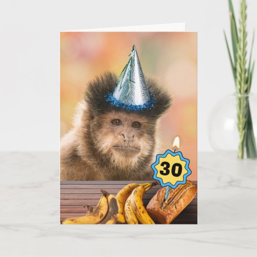 30e verjaardag Capuchin Monkey Bananas Voeg jaar t Kaart (Voorkant)