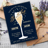 30e verjaardag Champagne toast blauw en beige kleu Kaart