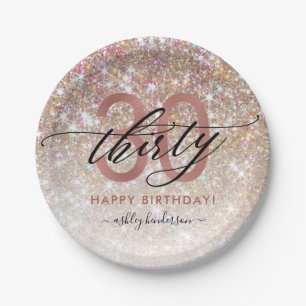 30e verjaardag Chic Glitter Ombre-kaart Papieren Bordje