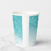 30e verjaardag Classy Falling Blauwgroen Blue Glit Papieren Bekers (Rechts)