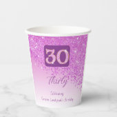 30e verjaardag Classy Falling Pink Glitter Papieren Bekers (Voorkant)