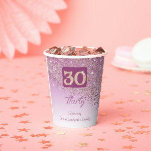 30e verjaardag Classy Falling Roos Gold Glitter Papieren Bekers