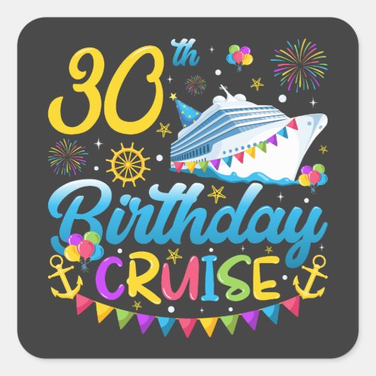30e verjaardag Cruise B-Day Party Vierkante Sticker (Voorkant)