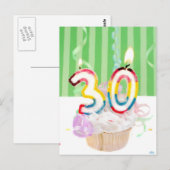 30e verjaardag cupcake met kaarsen briefkaart (Voorkant / Achterkant)