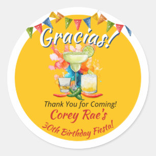 30e verjaardag Dank je Fiesta "Gracias" op maat Ronde Sticker