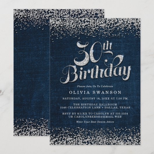 30e verjaardag Denim & Diamonds Kaart (Voorkant / Achterkant)