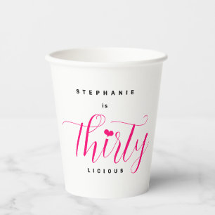 30e verjaardag Dertig Dertigledige roze tekst Papieren Bekers