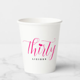30e verjaardag Dertig Dertigledige roze tekst Papieren Bekers