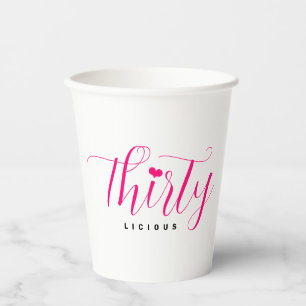 30e verjaardag Dertig Dertigledige roze tekst Papieren Bekers