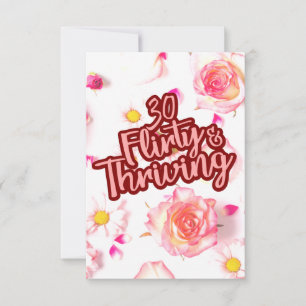 30e Verjaardag Dertig Flirty en bloeiende Fun Pink Bedankkaart