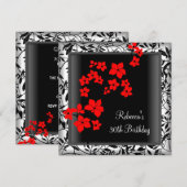 30e verjaardag Elegant Asian Red Flowers White Kaart (Voorkant / Achterkant)