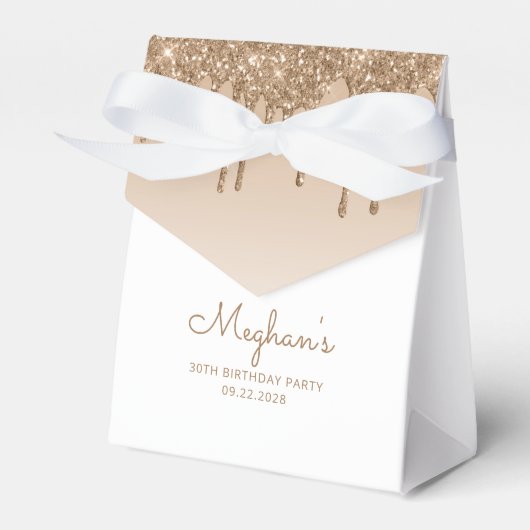 30e verjaardag Elegant Gold Glitter Drip Script Bedankdoosjes (Voorkant Zijde)